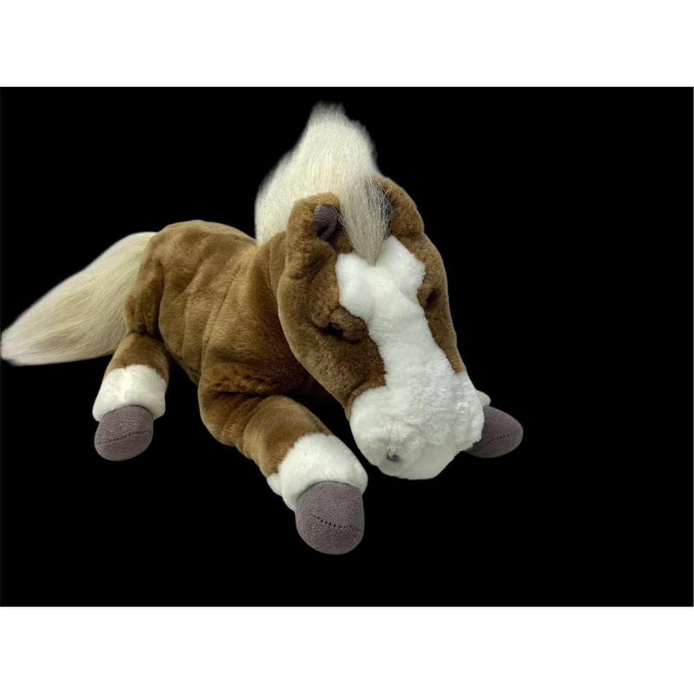 Vtg E&J Classic Plush Brown Horse Stuffed Animal 14" Laying Down